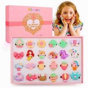 NWT-GIRLS JEWELRY-24 PIECE RING SET